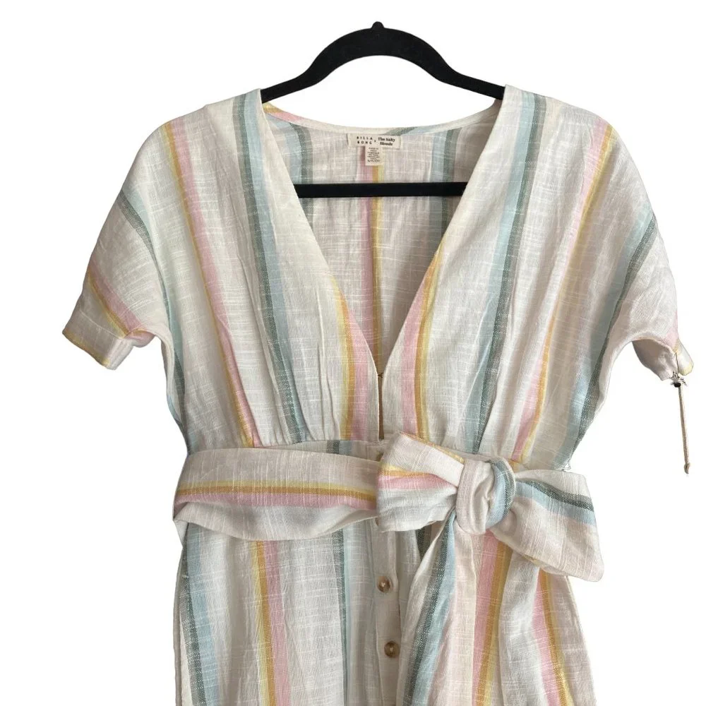 NWT Billabong x The Salty Blonde Dream Weaver Wide Leg Crop Striped Jumpsuit-S_5